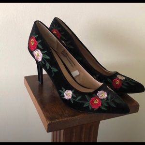 Floral Embroidered Heels